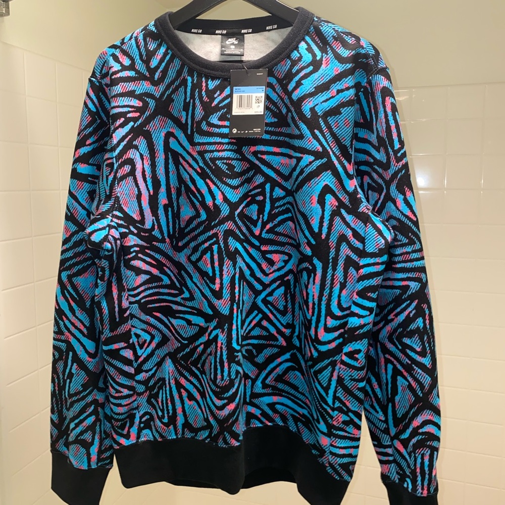 Nike SB all over print crew neck sweatshirt in Blue Size M